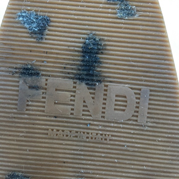 Fendi peep toe denim trim wedge espadrilles 37.5 - Picture 8 of 15